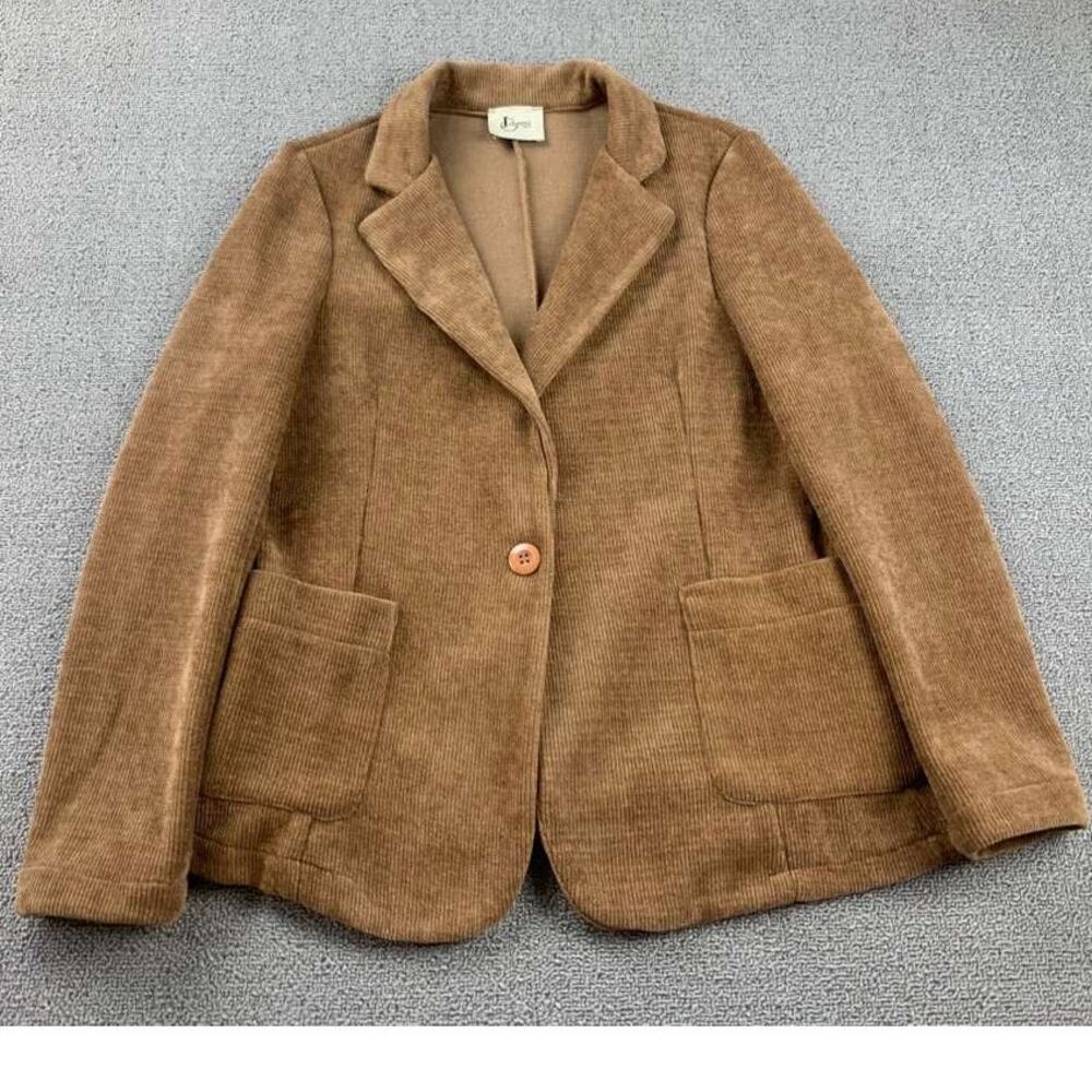 Vintage Johanna Paris Blazer Women M Brown Button Front Notch Lapel Patch Pocket
